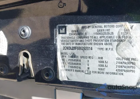 2008 Chevrolet Equinox Ls z USA, uszkodzony, nr VIN 2CNDL23F686292014